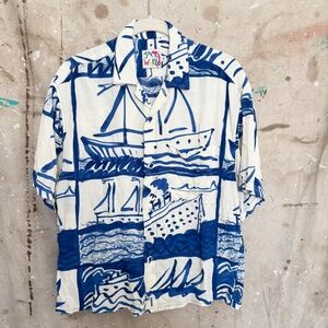 Vintage Jams World Sailboat Print Button Down Shirt
